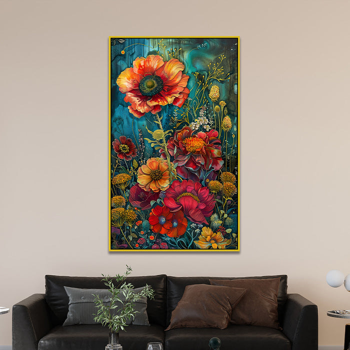 Vibrant Floral Large Abstract Flower Wall Painting for Contemporary Living Room