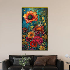 Vibrant Floral Large Abstract Flower Wall Painting for Contemporary Living Room - All India Decor