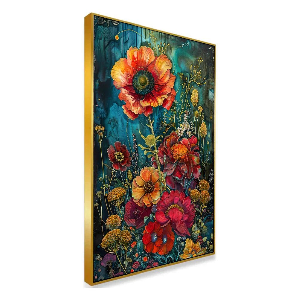 Vibrant Floral Large Abstract Flower Wall Painting for Contemporary Living Room - All India Decor