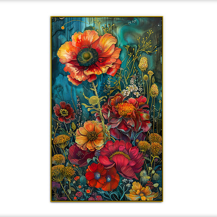 Vibrant Floral Large Abstract Flower Wall Painting for Contemporary Living Room