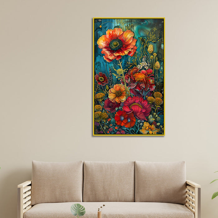 Vibrant Floral Large Abstract Flower Wall Painting for Contemporary Living Room