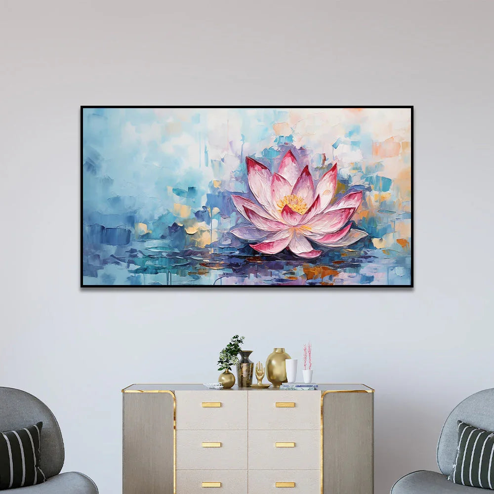 Elegant Pink Lotus Vastu Canvas Wall Painting - All India Decor