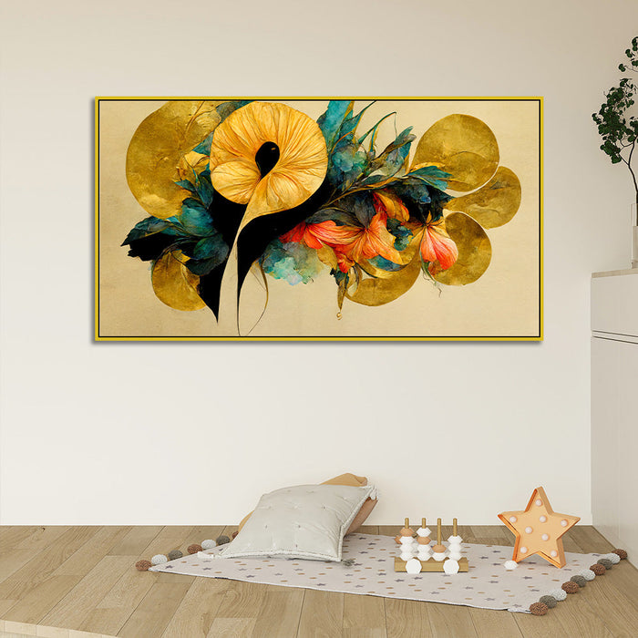 Elegant Floating Framed Floral Canvas Wall Painting