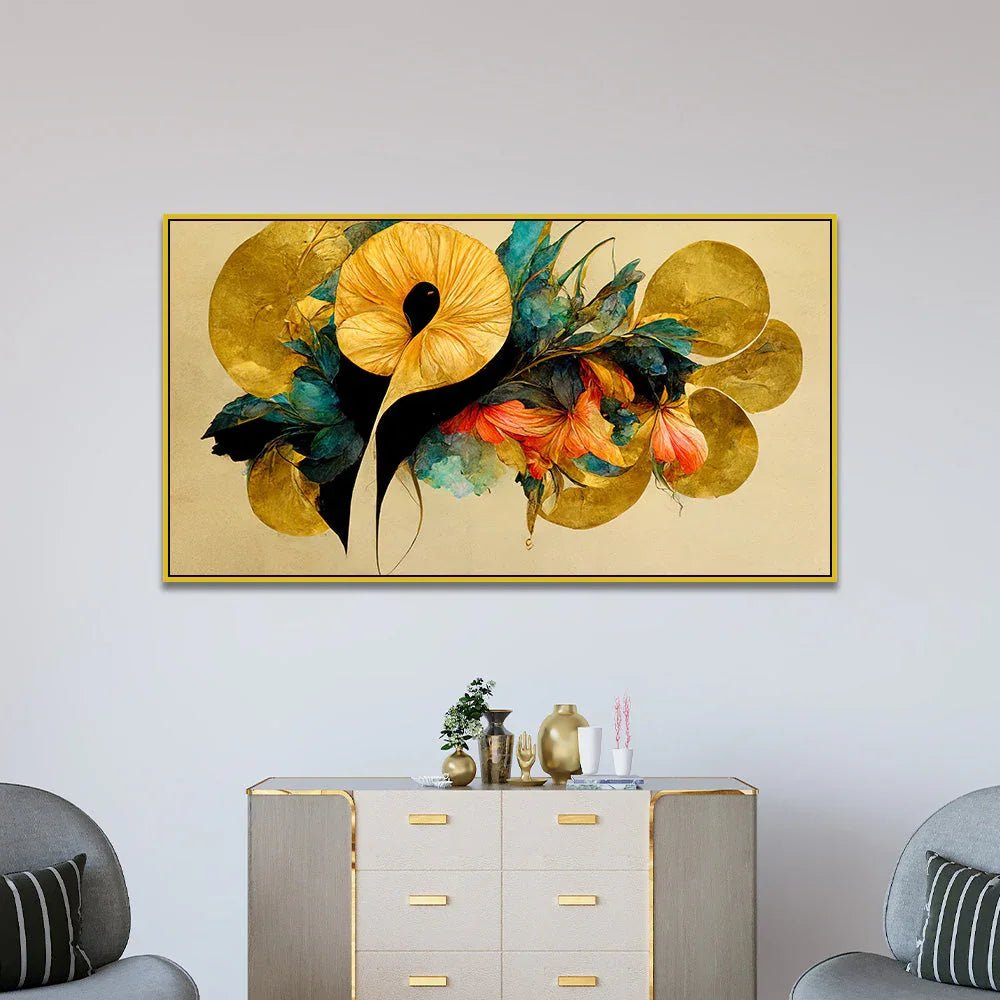 Elegant Floating Framed Floral Canvas Wall Painting - All India Decor