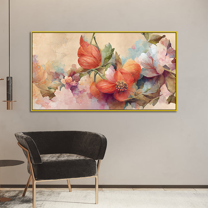 Orange Flower Canvas Wall Painting for Home Decoration