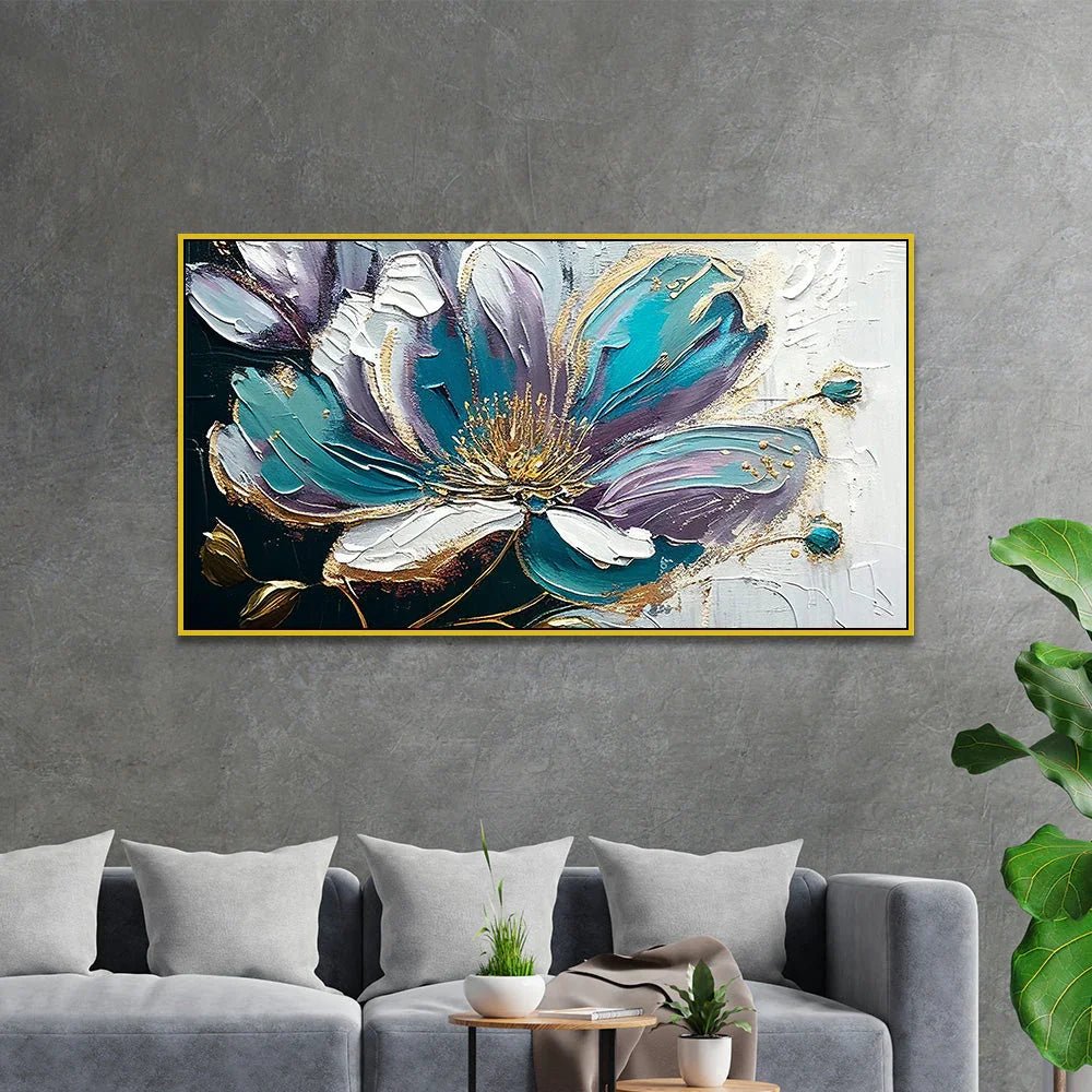 Elegant Blue Flower Painting, Perfect for Bedroom, Living Room, or Office Décor - All India Decor