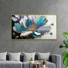 Elegant Blue Flower Painting, Perfect for Bedroom, Living Room, or Office Décor - All India Decor