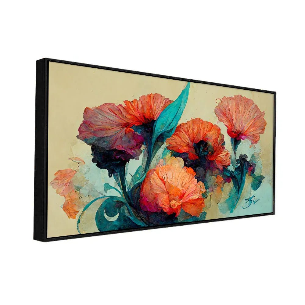 Modern Orange Floral Painting for Wall Décor - All India Decor
