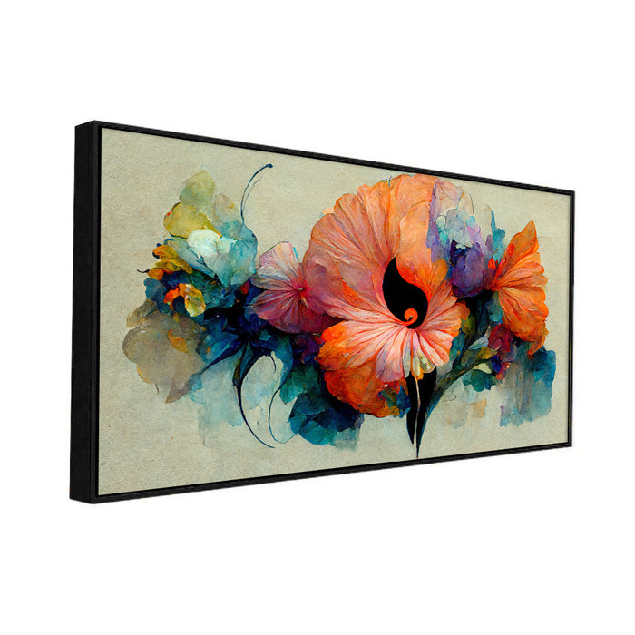 Elegant Floating Framed Floral Canvas Painting for Wall Decoration