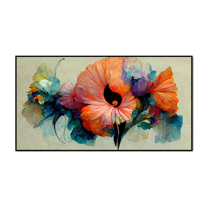 Elegant Floating Framed Floral Canvas Painting for Wall Decoration