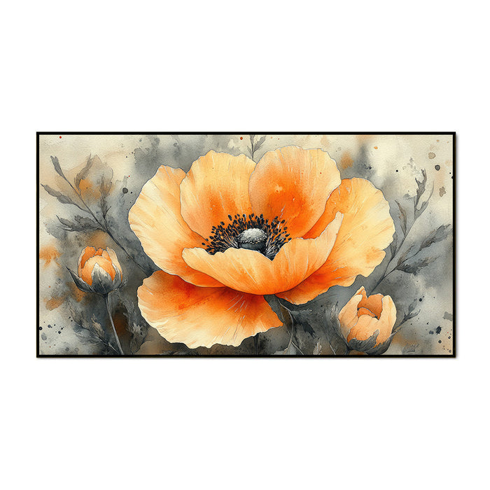 Elegant Abstract Flower Illustration Floating Frame Canvas Wall Painting