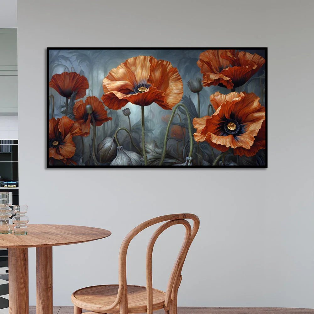 Elegant Vibrant Flower Floating Framed Canvas Wall Painting - All India Decor