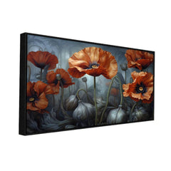 Elegant Vibrant Flower Floating Framed Canvas Wall Painting - All India Decor