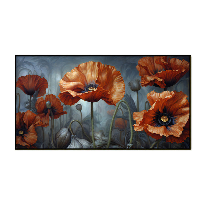 Elegant Vibrant Flower Floating Framed Canvas Wall Painting