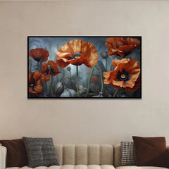 Elegant Vibrant Flower Floating Framed Canvas Wall Painting - All India Decor