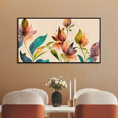 Beautiful Golden Flower Modern Art Floating Framed Canvas Wall Painting - All India Decor