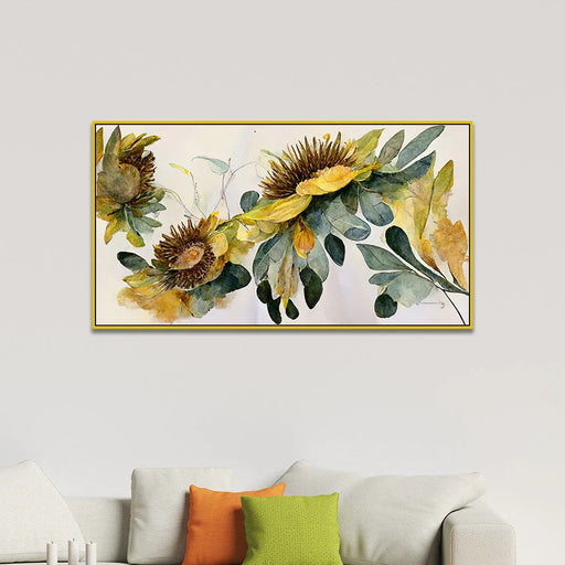 Golden Flower Painting for Wall Decoration - All India Decor