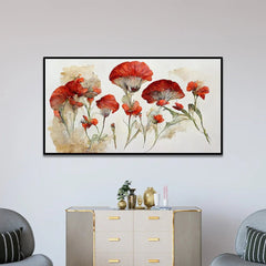 Abstract Red Flower Canvas Painting for Home, Office, and Hotels Wall Décor - All India Decor