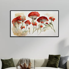 Abstract Red Flower Canvas Painting for Home, Office, and Hotels Wall Décor - All India Decor
