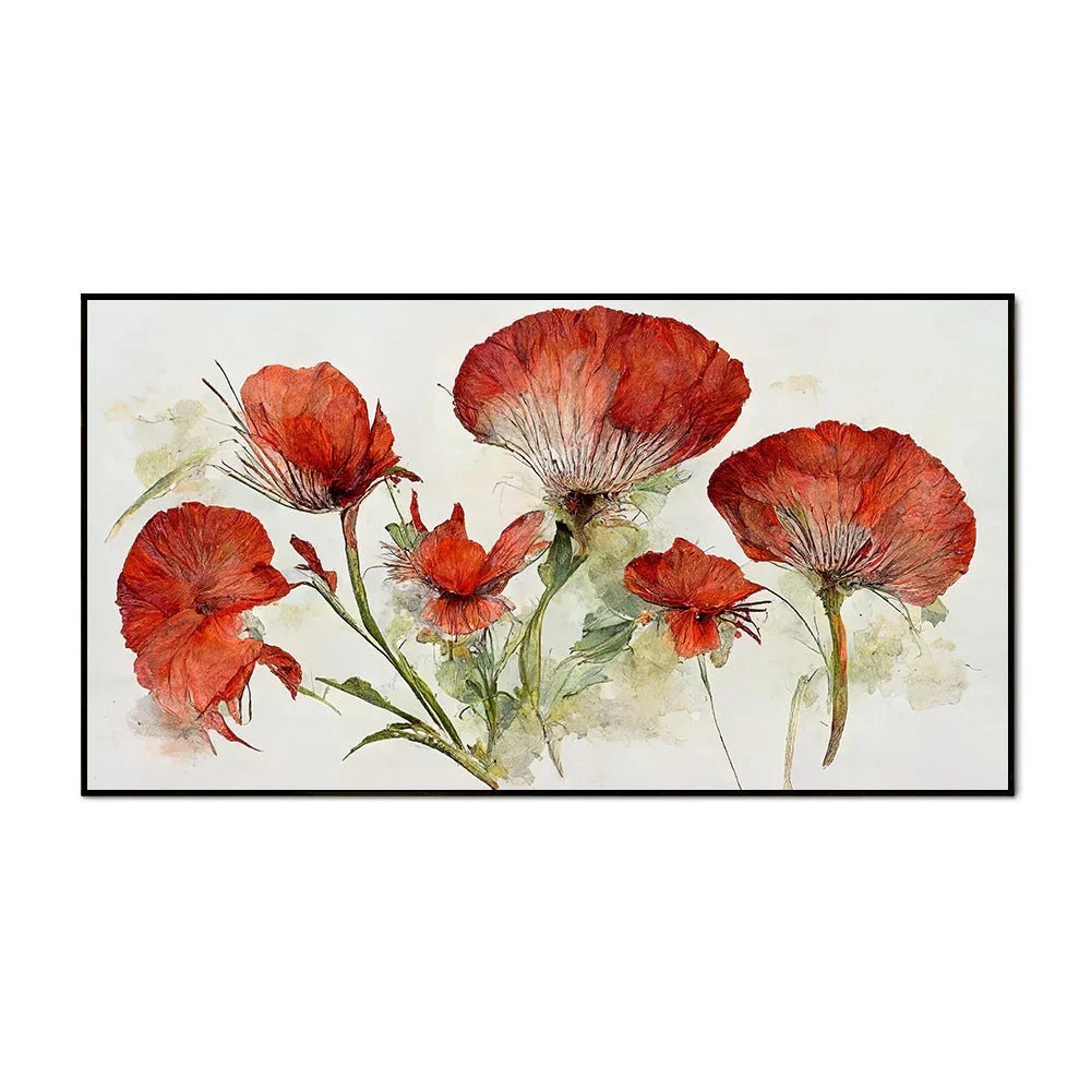 Abstract Red Flower Canvas Wall Painting for Home Décor - All India Decor