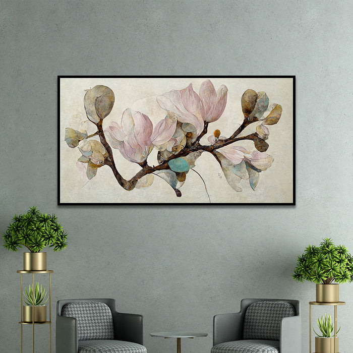 Magnolia Branch with Blossoming Flower Canvas Wall Painting