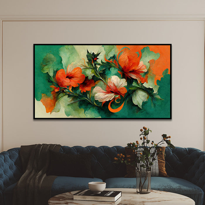 Elegant Floral Canvas Painting in Baroque Style for Wall Décor