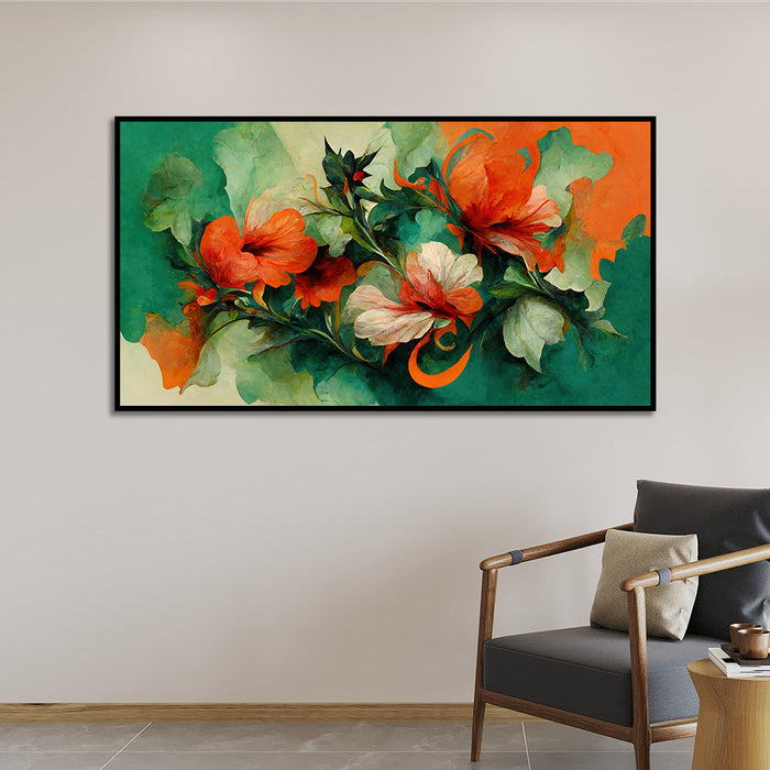 Elegant Floral Canvas Painting in Baroque Style for Wall Décor