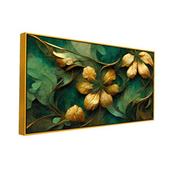 Elegant Golden Floral 3D illustration Canvas Wall Painting - All India Decor