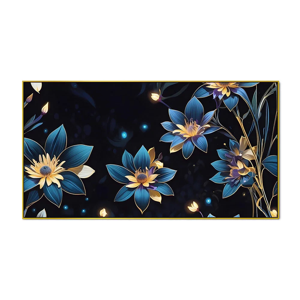 Midnight Floral Harmony Flower Canvas Wall Painting - All India Decor