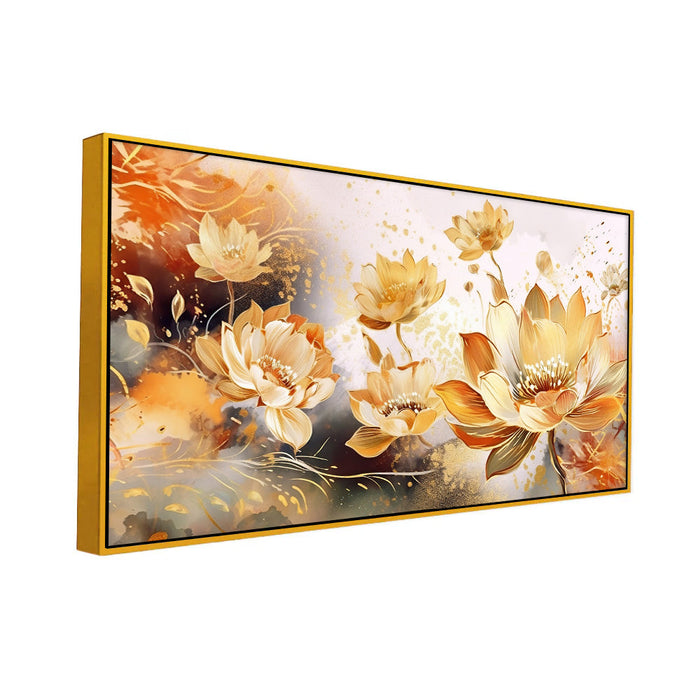 Bright Golden Petal Serenity Floral Canvas Wall Painting