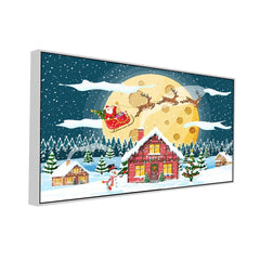 Festive Dreams Santa and Reindeer in Flight Canvas Wall Painting - All India Decor