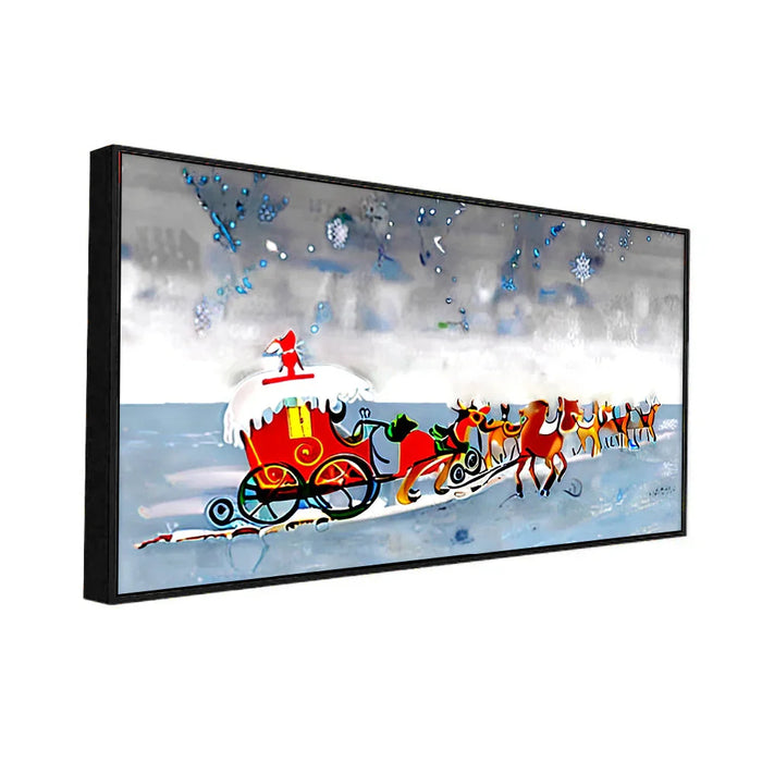 Festive Floral Sleigh Adventure Canvas Wall Painting - All India Decor