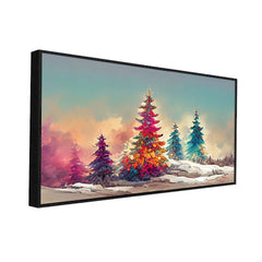 Colorful Tree in Snow Christmas Decoration Canvas Wall Painting - All India Decor