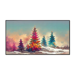 Colorful Tree in Snow Christmas Decoration Canvas Wall Painting - All India Decor