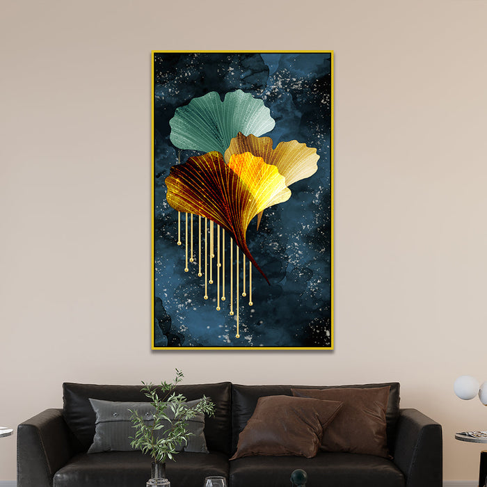 Abstract Golden Flower Canvas Wall Paintings