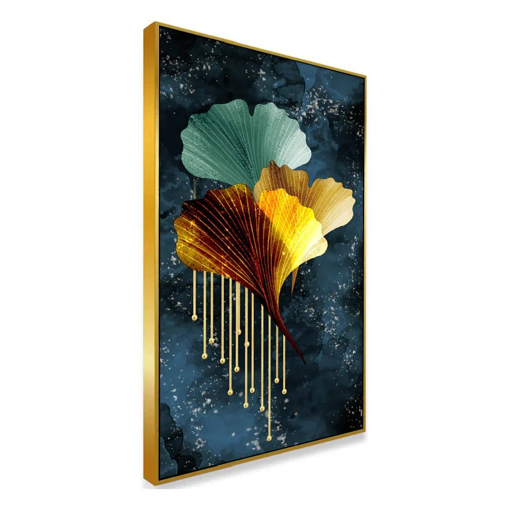 Abstract Golden Flower Canvas Wall Paintings - All India Decor