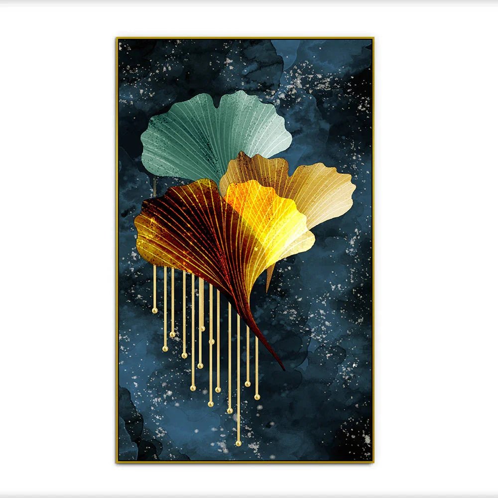 Abstract Golden Flower Canvas Wall Paintings - All India Decor