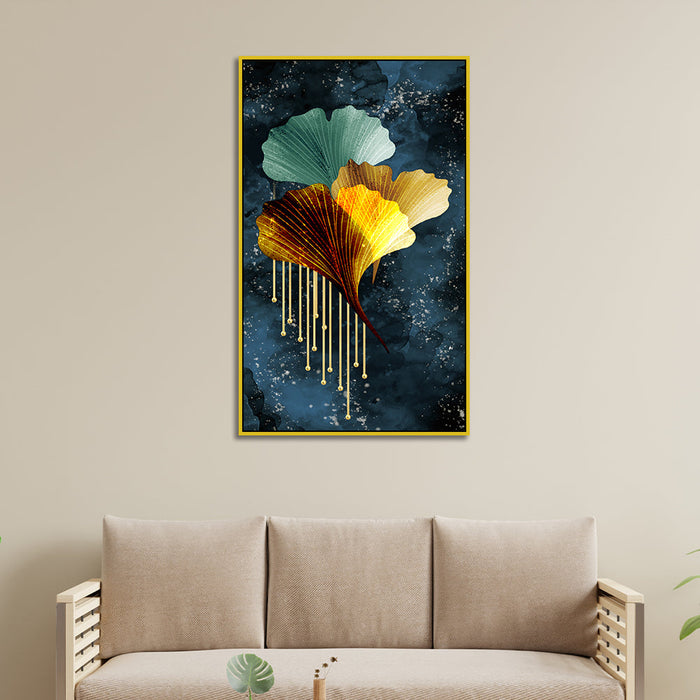 Abstract Golden Flower Canvas Wall Paintings