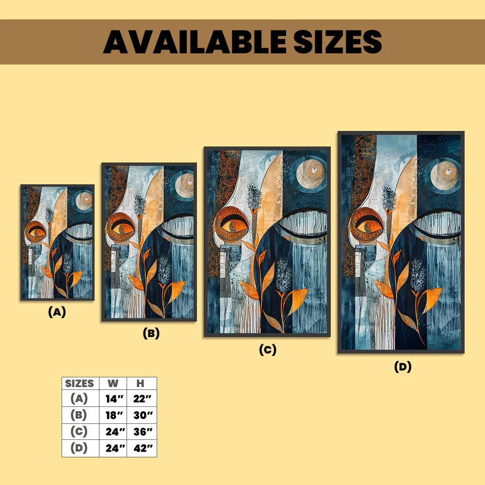 Blue and Brown Modern Abstract Floating Frame Canvas Wall Painting - All India Decor