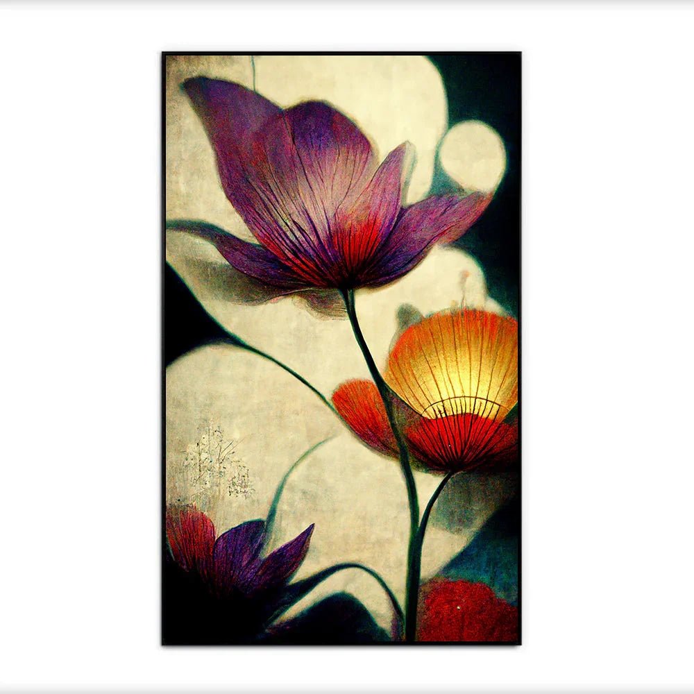 Digital Printed Purple and Gold Floral Canvas Wall Painting - All India Decor