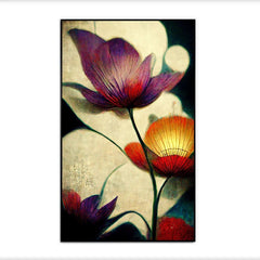 Digital Printed Purple and Gold Floral Canvas Wall Painting - All India Decor