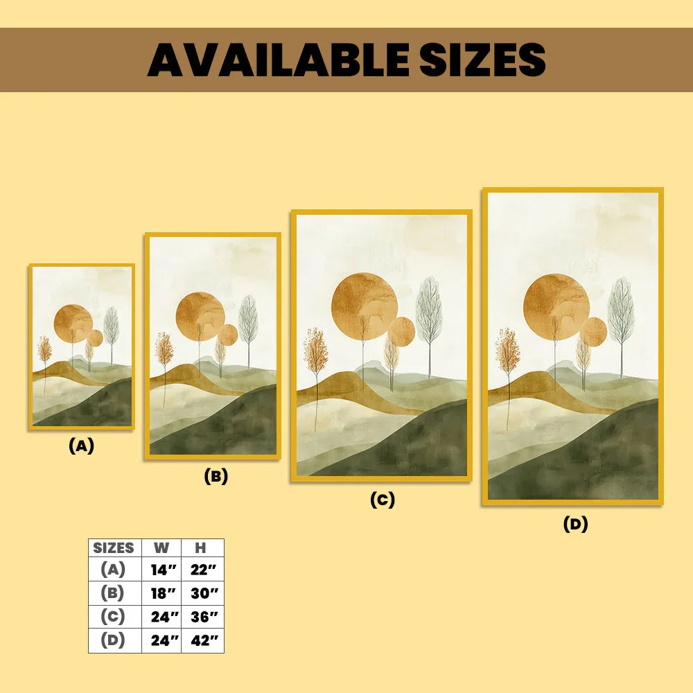 Abstract Nature Scene with Golden Circles Canvas Wall Painting - All India Decor