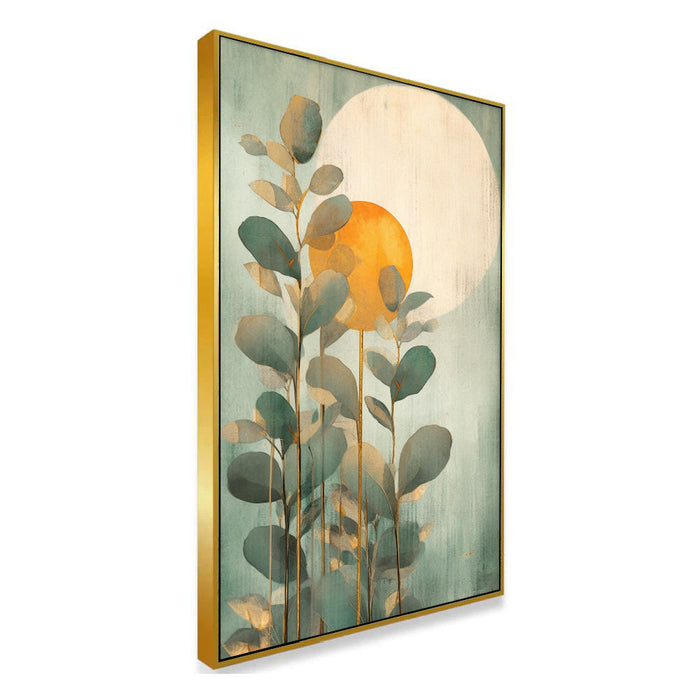 Sunset Over a Field of Leaves Nature Inspired Canvas Wall Painting