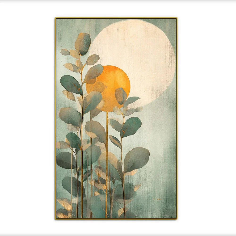 Sunset Over a Field of Leaves Nature Inspired Canvas Wall Painting - All India Decor