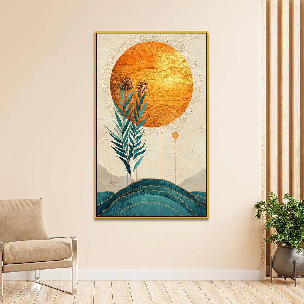 Abstract Golden Frame Modern Canvas Wall Painting - All India Decor