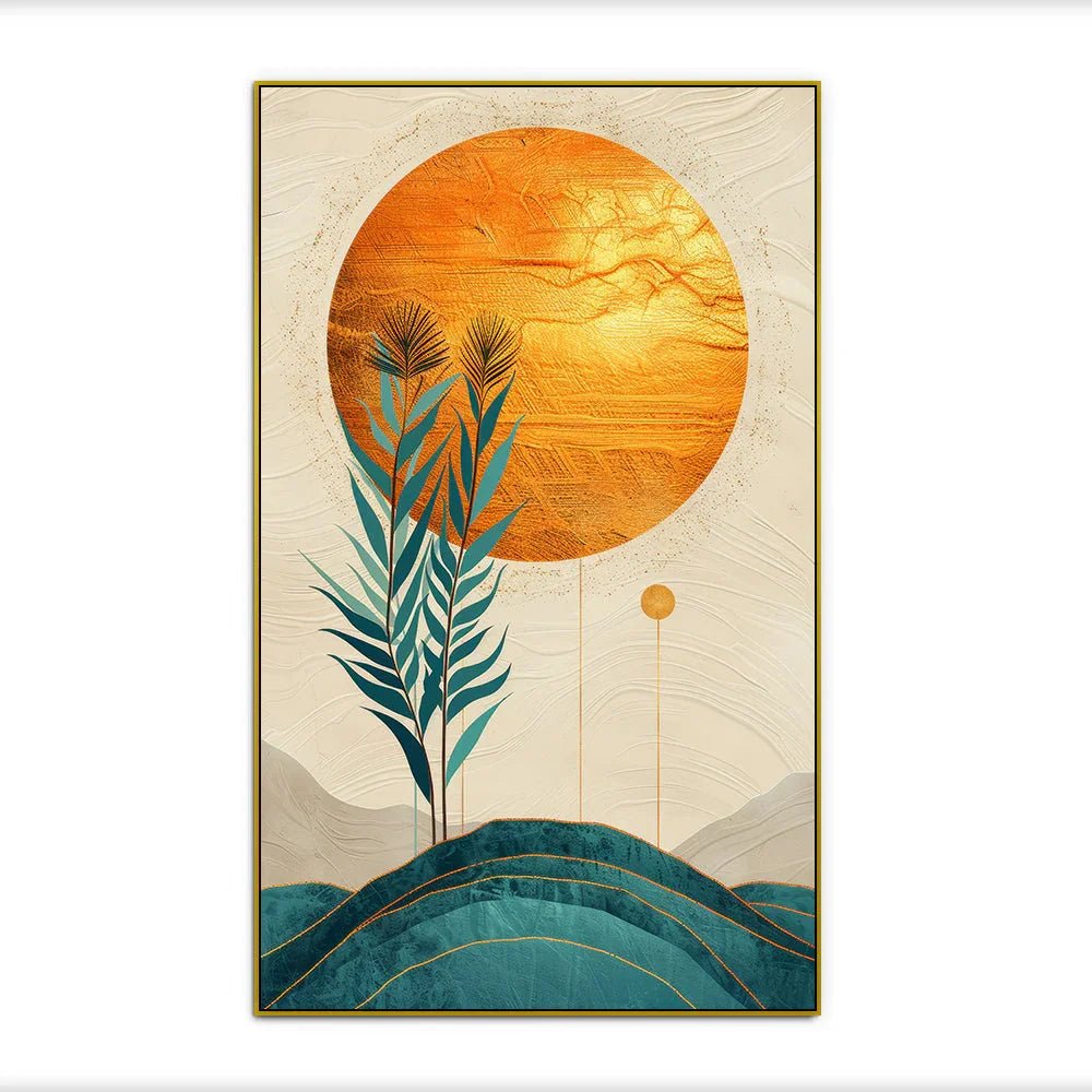 Abstract Golden Frame Modern Canvas Wall Painting - All India Decor