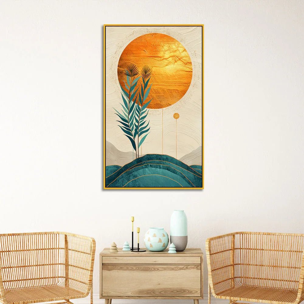 Abstract Golden Frame Modern Canvas Wall Painting - All India Decor