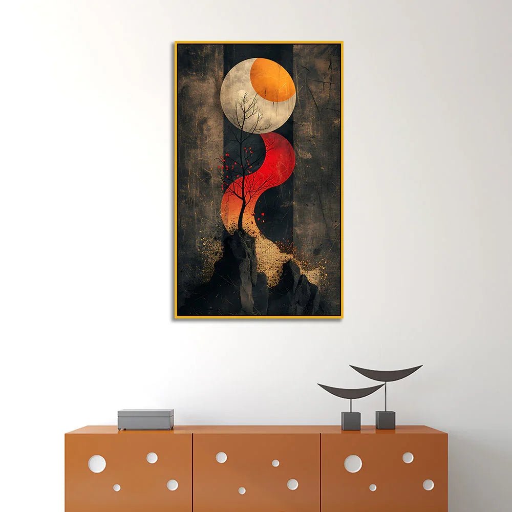 Golden Horizon Abstract Canvas Wall Painting for Home Décor - All India Decor