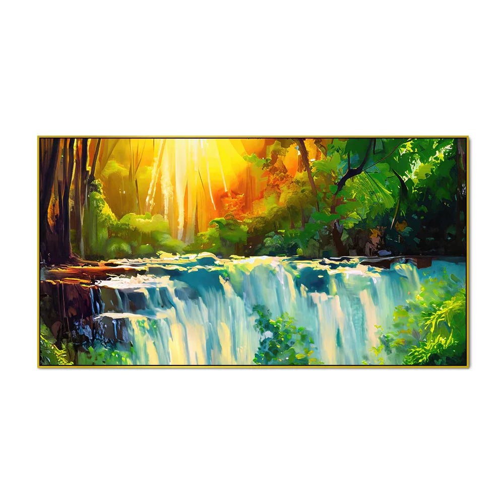 Majestic Waterfall Vastu Panoramic Canvas Wall Painting - All India Decor