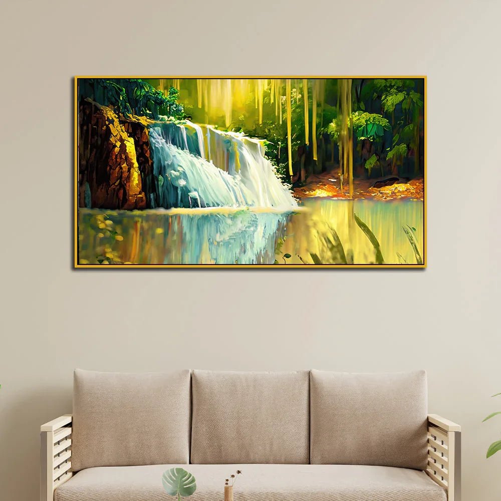 Panoramic Nature Waterfall Canvas Wall Painting for Peaceful Vibes - All India Decor